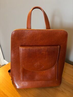 Vera Pelle Chestnut Brown Leather purse Backpack